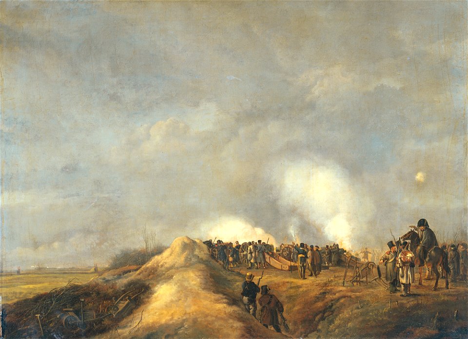 Het beschieten van Naarden, april 1814 Rijksmuseum SK-A-1099