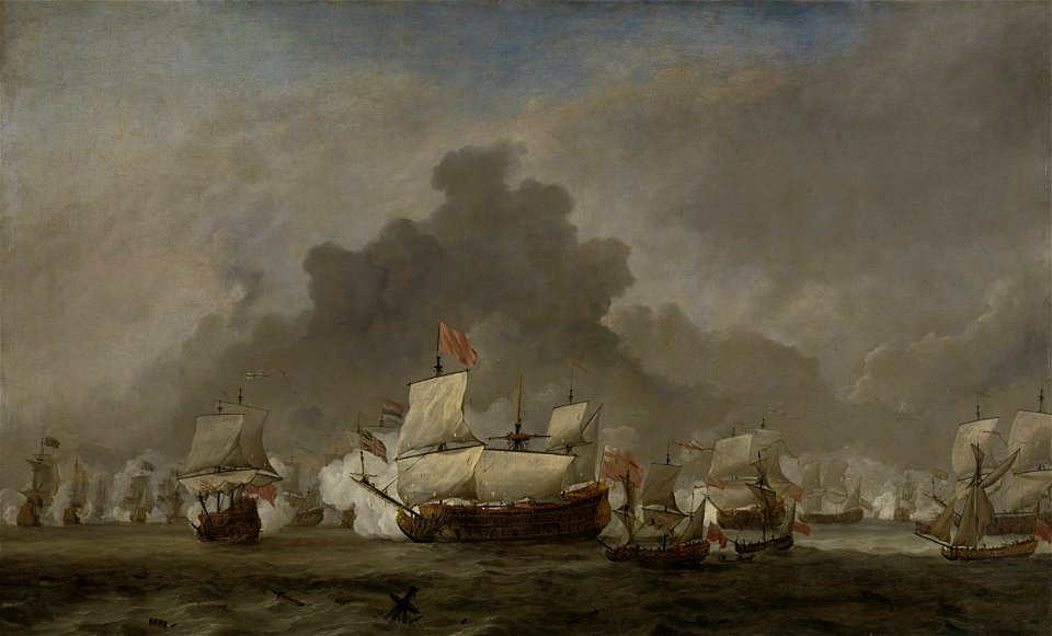 Het gevecht van Michiel Adriaensz de Ruyter tegen de hertog van York op de 'Royal Prince' tijdens de zeeslag bij Solebay, 7 juni 1672; episode uit de Derde Engelse Zeeoorlog (1672-74) Rijksmuseum SK-A-1716