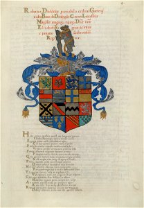 Heroica Eulogia HM 160 fol 11 Arms of Robert Dudley Earl of Leicester