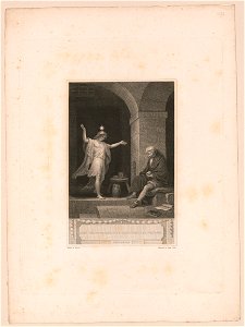 Hesper appearing to Columbus in prison - drawn by Smirke - engraved by Anker Smith. LCCN91784973