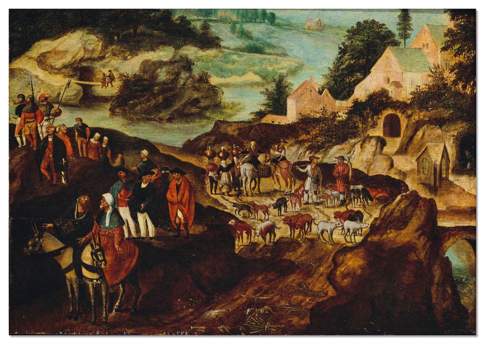 Herri met de bles paysage anime de personnages cavaliers et chiens112545)