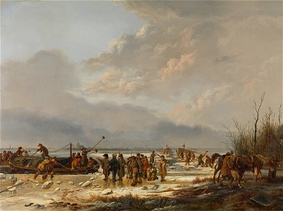 Het doorijzen van de Karnemelksloot bij Naarden, januari 1814 Rijksmuseum SK-A-1098