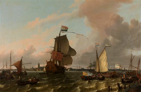 Het oorlogsschip Brielle op de Maas voor Rotterdam Rijksmuseum SK-A-2539
