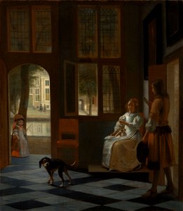Het aanreiken van een brief in een voorhuis Rijksmuseum SK-C-147