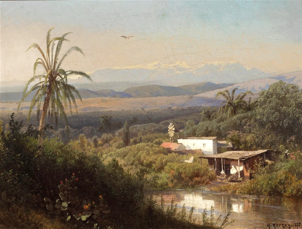 Hermann Herzog - Riverbank Hideaway, 1875