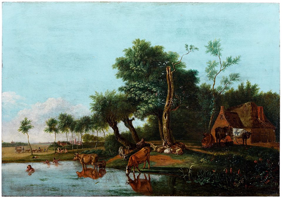 Het spiegelend koetje, Zwemmers by Albarta ten Oever