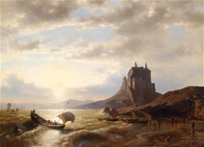 Hermann Herzog - Küstenlandschaft mit Fischern