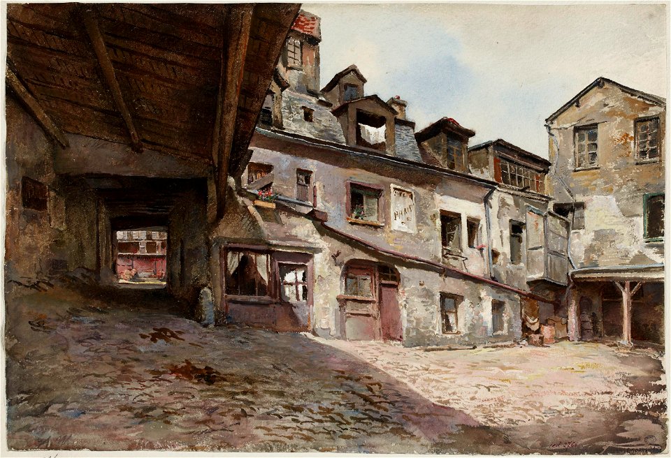 Herminie Waternau - Cour de lauberge du cheval blanc 1898