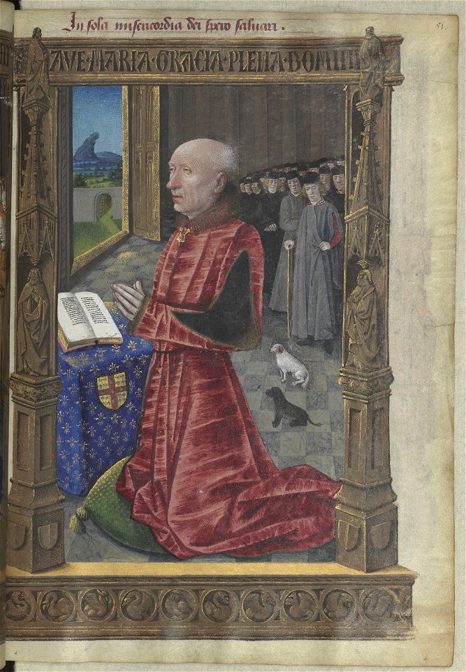 Heures de Louis de Laval - BNF Lat950 f51r (portrait du commanditaire)