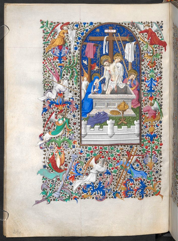 Heures de Vienne - ÖNB Cod1855 f21v (mise au tombeau)