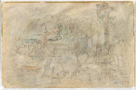 Lars Hertervig - Landskapsstudie - Stavanger kunstmuseum - SG.1140A