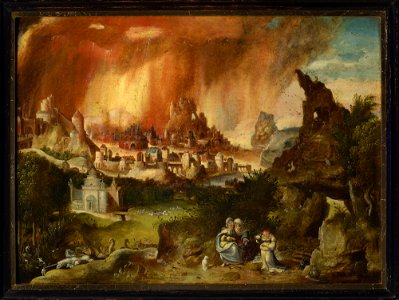 Herri met de Bles - Fire of Sodom, Lot with his daughters (Genesis 19-30-35) - M.Ob.600 MNW - National Museum in Warsaw