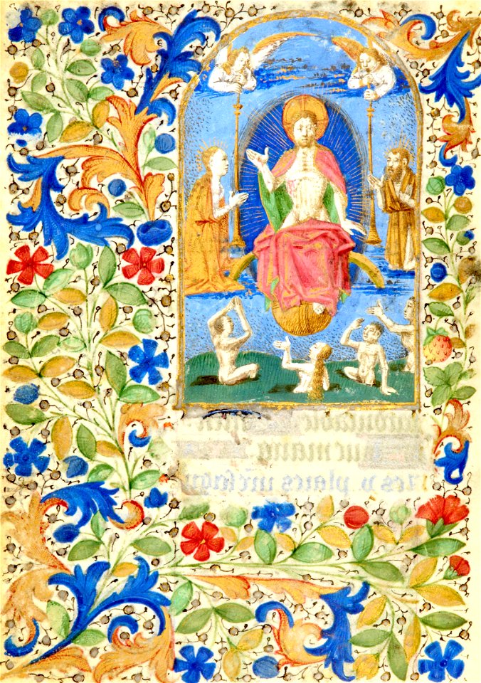 Heures de Jeanne de France BnF NAL 3244 f298v - Christ en majesté au-dessus d'une résurrection des morts