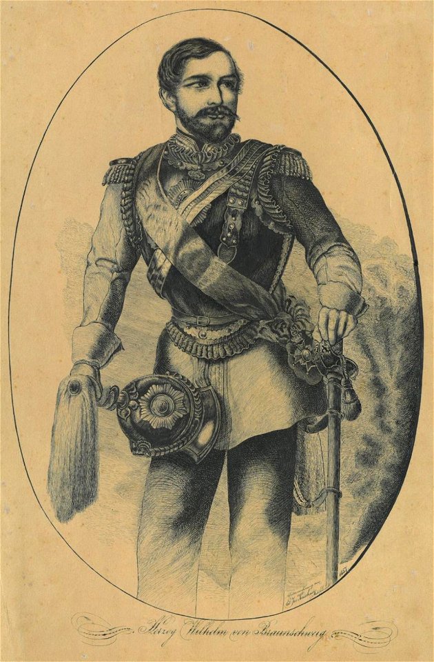 Herzog Wilhelm von Braunschweig. Federzeichnung von Ed. Jos. Kerschner, Stabsfeldwebel, 1857