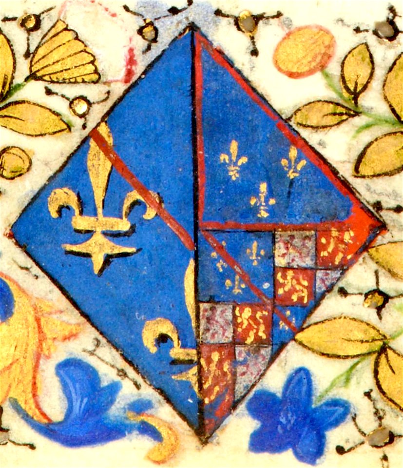 Heures de Jeanne de France BnF NAL 3244 f16r (détail) - Armes de Catherine d'Armagnac