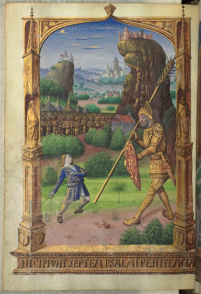 Heures de Louis de Laval - BNF Lat920 f157v (David et Goliath)