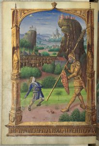 Heures de Louis de Laval - BNF Lat920 f157v (David et Goliath)