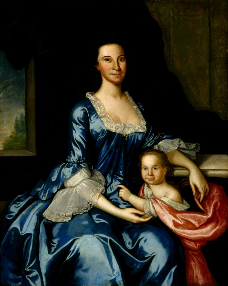 John Hesselius - Portrait of Mrs. Matthew Tilghman and Her Daughter, Anna Maria - Google Art Project