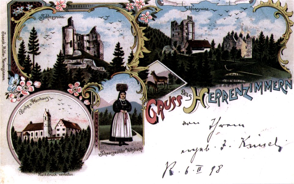 Herrenzimmern Ansichtskarte dat1898