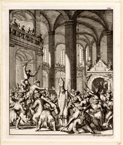 Het uitdelen van heilig vuur in de kerk van het heilige graf op het paasfeest, objectnr A 19623