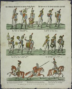 Het militair muzijk dat het gehoor steeds streelt, Is hier met al zijn glans natuurlijk afgebeeld-Catchpenny print-Borms 0891