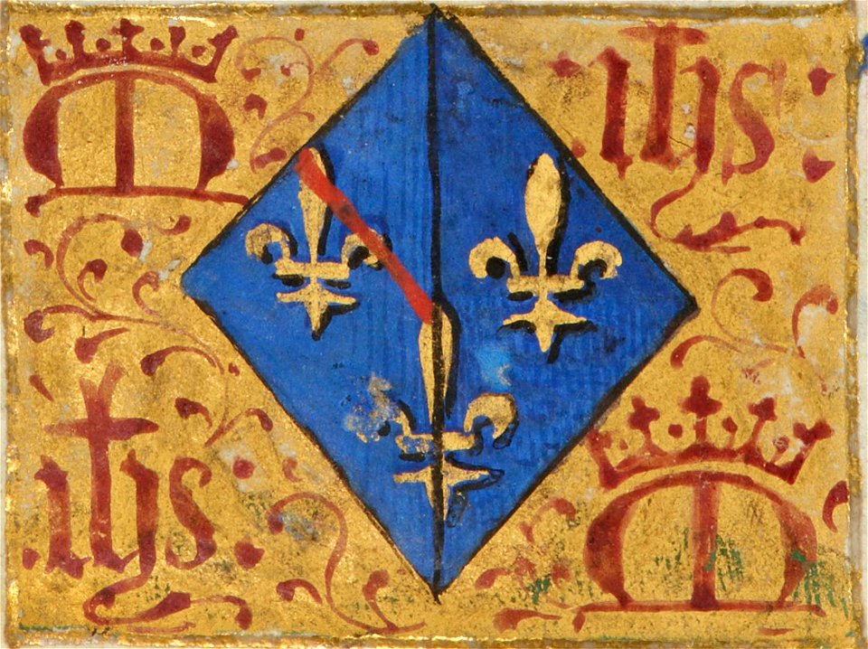 Heures de Jeanne de France BnF NAL 3244 f252r (détail) - Armes de Jeanne de France