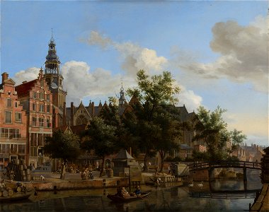 Jan van der Heyden, View of Oudezijds Voorburgwal with the Oude Kerk in Amsterdam