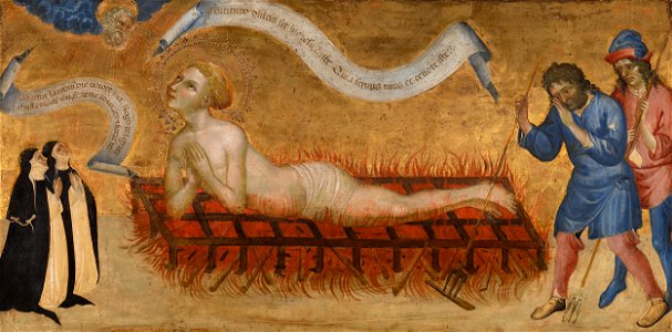 Het martelaarschap van Sint-Laurentius, met twee benedictinessen Rijksmuseum SK-A-4001