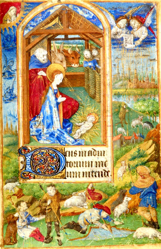 Heures de Jeanne de France BnF NAL 3244 f83r - Nativité et annonce aux bergers