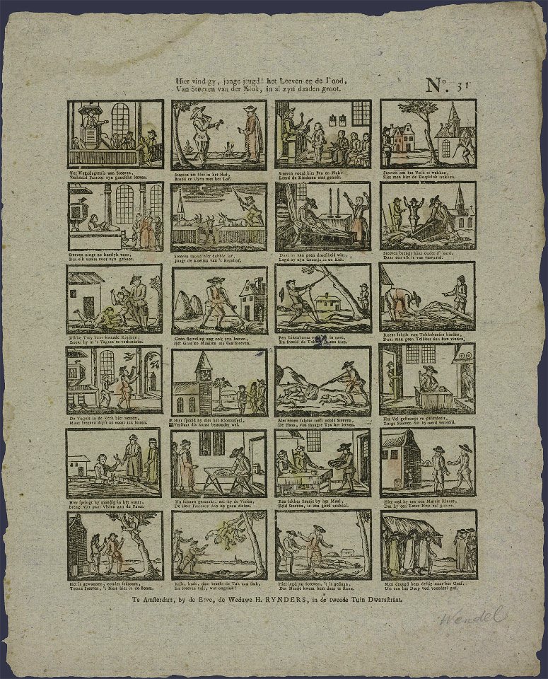 Hier vind gy, jonge jeugd! het leeven en de dood, Van Steeven van der Klok, in al zyn daaden groot-Catchpenny print-SMC K 0133