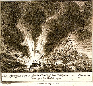 Het Springen van's Lands Oorlogschip Alphen voor Curacao den 15 September 1778 RMG PU5996