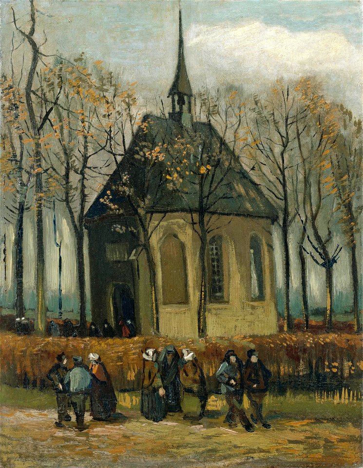 Het uitgaan van de Hervormde Kerk te Nuenen - s0003V1962 - Van Gogh Museum