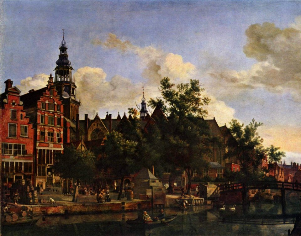Jan van der Heyden - View of Oudezijds Voorburgwal with the Oude Kerk in Amsterdam