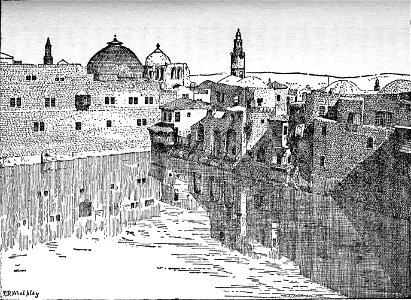 Hezekiah's Pool. Cairo, Jerusalem, and Damascus (1912). Free illustration for personal and commercial use.