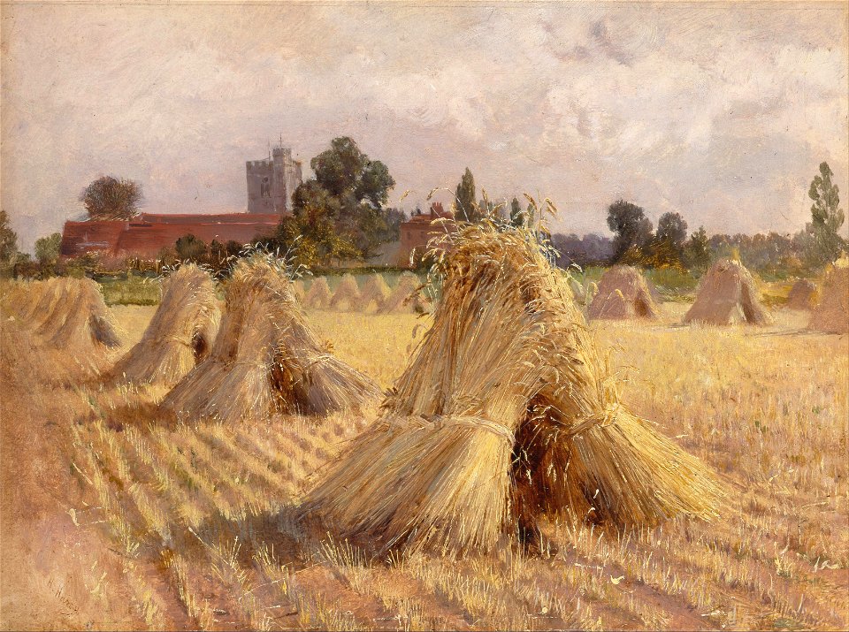 Heywood Hardy - Corn Stooks by Bray Church - Google Art Project