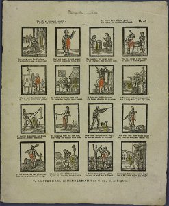 Hier ziet ge een aantal bezigheên, O jeugd! op deze prent bijeen-Catchpenny print-Borms 0751