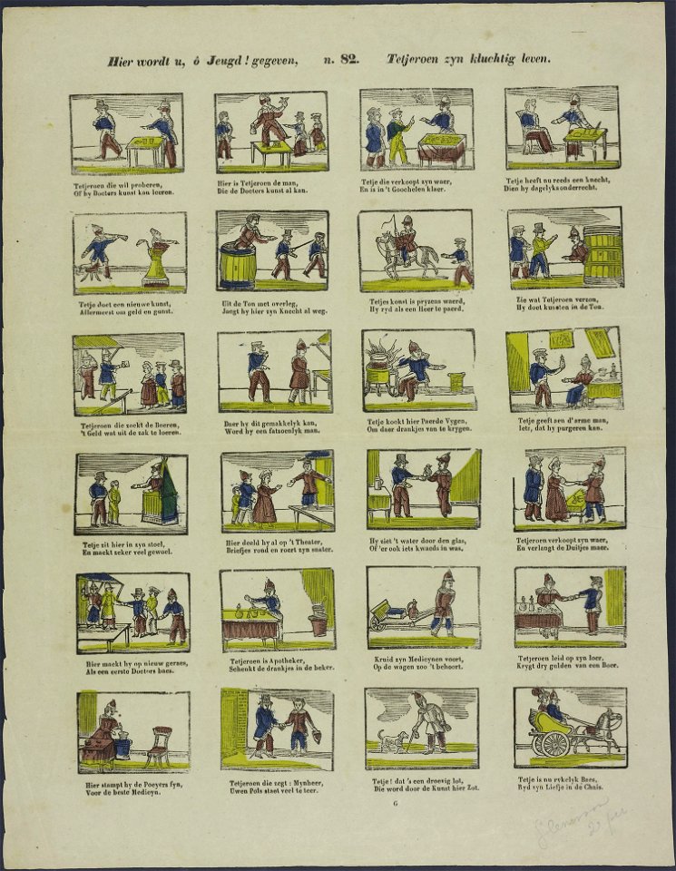 Hier wordt u, ô jeugd! gegeven, Tetjeroen zijn kluchtig leven-Catchpenny print-Borms 0601