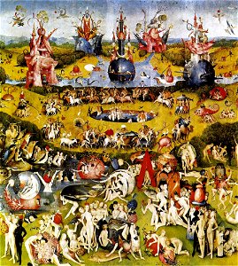 Hieronymus Bosch - Triptych of Garden of Earthly Delights (central panel) - WGA2507. Free illustration for personal and commercial use.
