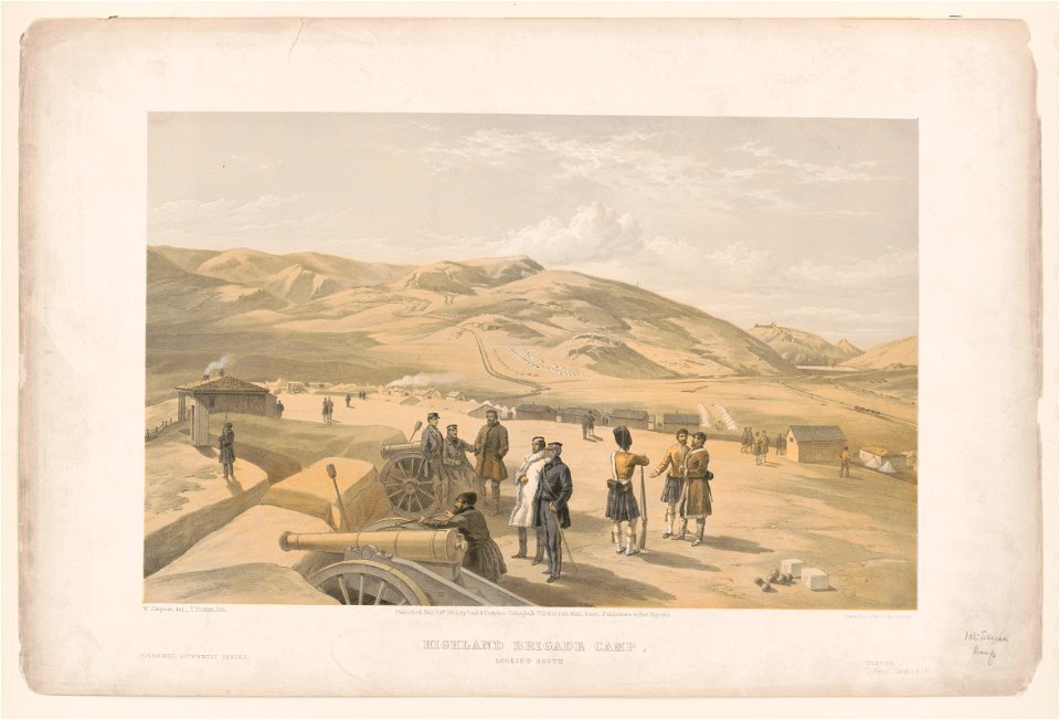 Highland Brigade camp, looking south - W. Simpson, del. ; T. Picken, lith. ; Day & Son, Lithrs. to the Queen. LCCN2002695359