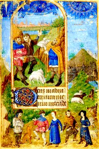 Heures de Jeanne de France BnF NAL 3244 f91r - Annonce aux bergers avec danse