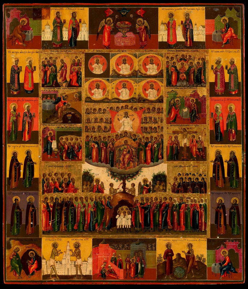 Hexameron Palekh icon (1830s, priv.coll)
