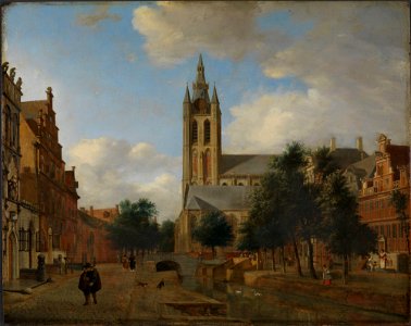 Jan van der Heyden - The Oude Delft Canal and the Oude Kerk, Delft - NG.M.00029 - National Museum of Art, Architecture and Design. Free illustration for personal and commercial use.