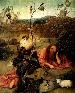Hieronymus Bosch - St John the Baptist in the Wilderness - WGA02546. Free illustration for personal and commercial use.