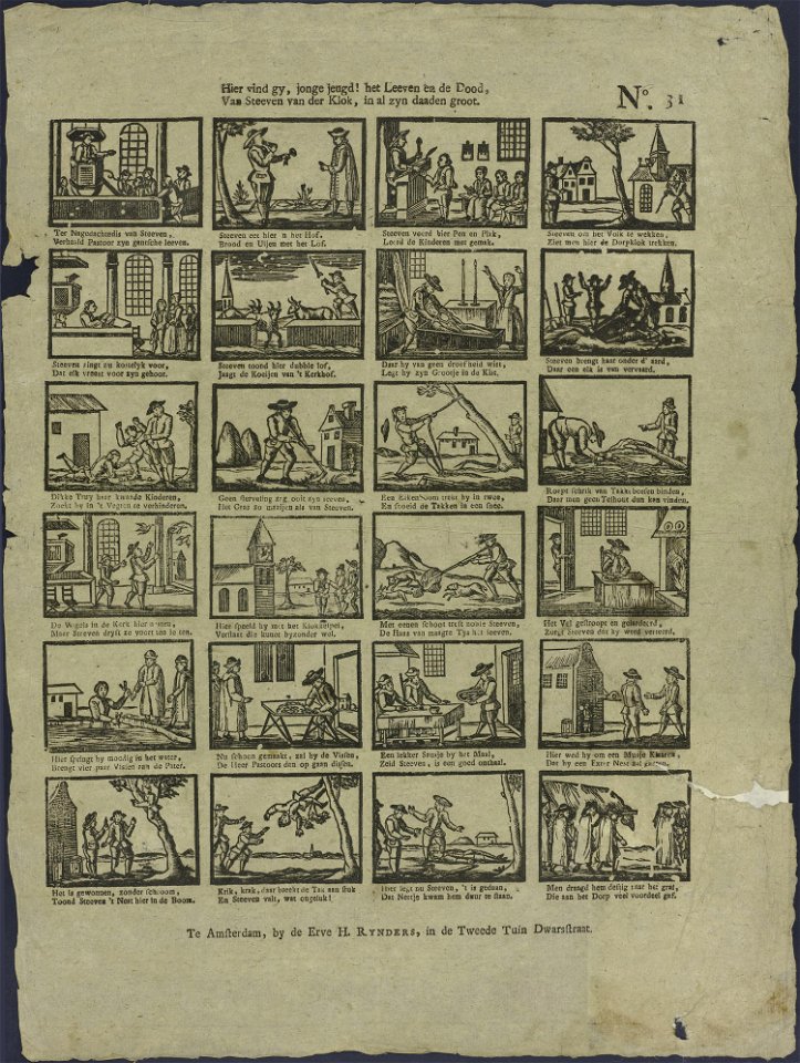 Hier vind gy, jonge jeugd! het leeven en de dood, Van Steeven van der Klok, in al zyn daaden groot-Catchpenny print-Borms 0884
