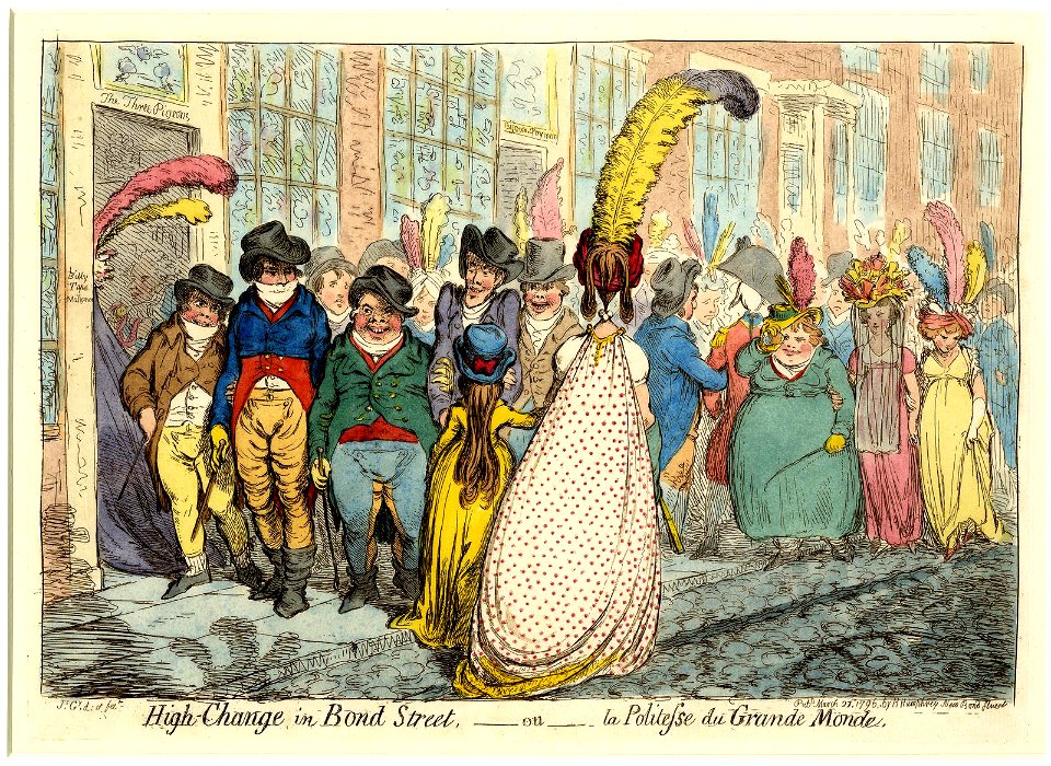 High-change in Bond Street, -ou- la politesse du grand monde (BM 1868,0808.6509)