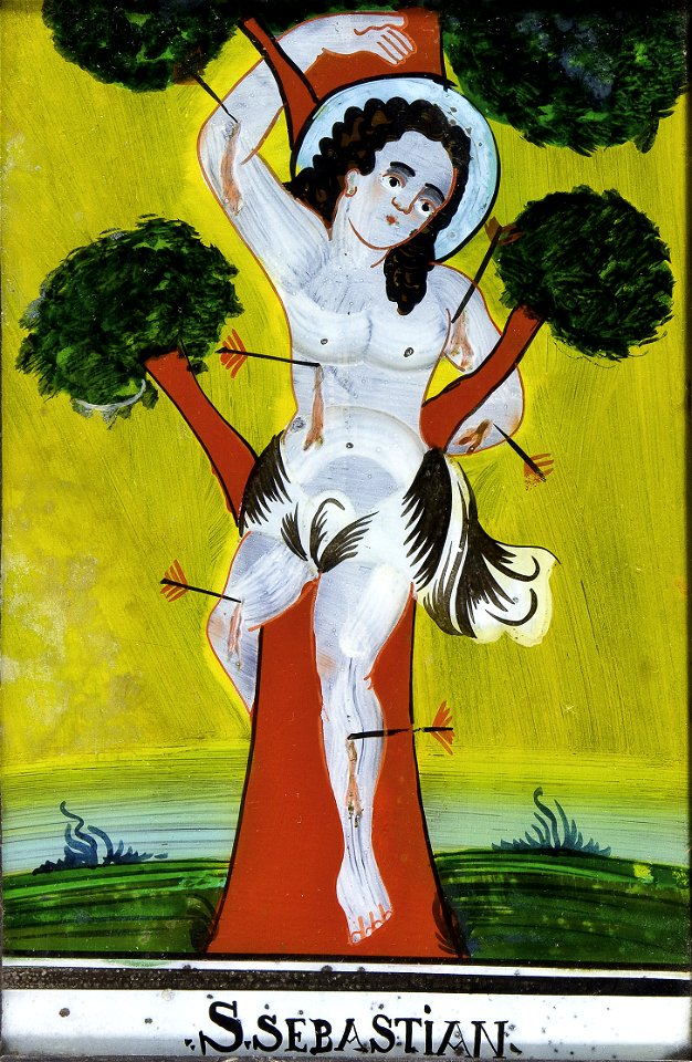 Hinterglasbild Hl Sebastian