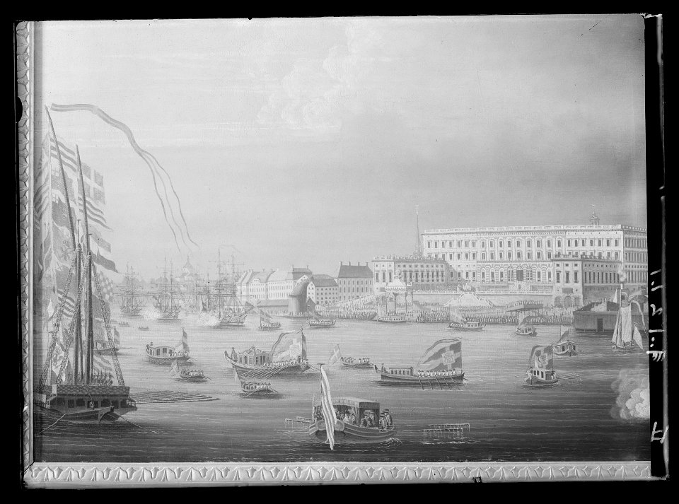 Hilleström - stadsvy H E Charlottas intåg 1774 - Livrustkammaren - 1377