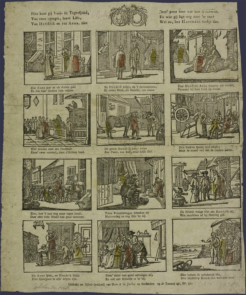 Hier kunt gij voor- en tegenspoed, Van twee opregte, brave liên, Van Hendrik en van Anna, zien-Catchpenny print-SMC K 0142