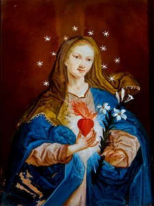 Hinterglasbild Herz Mariens 18Jh