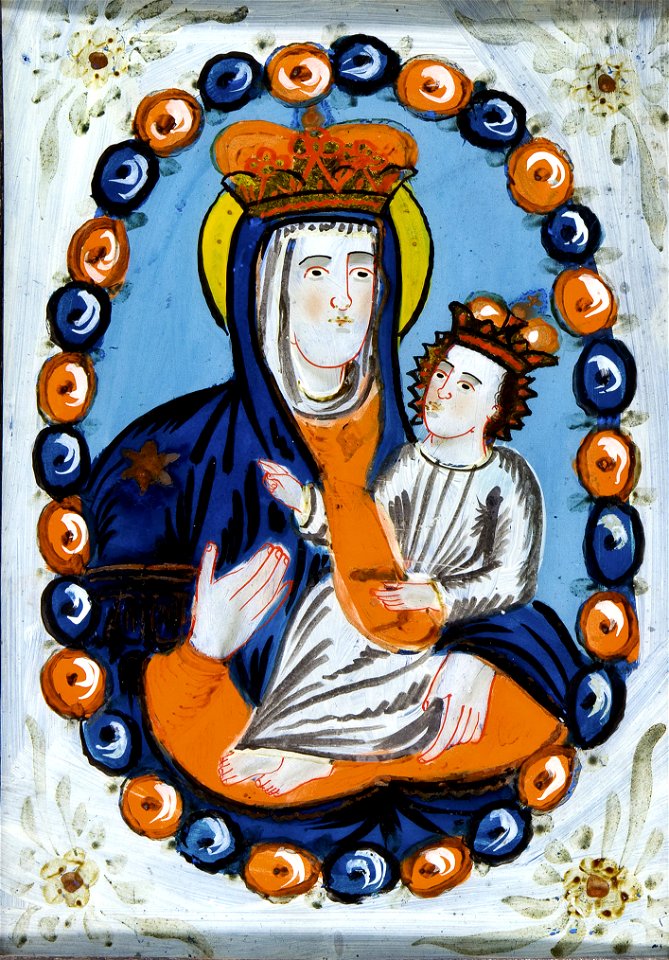 Hinterglasbild Madonna von Grulich 19Jh